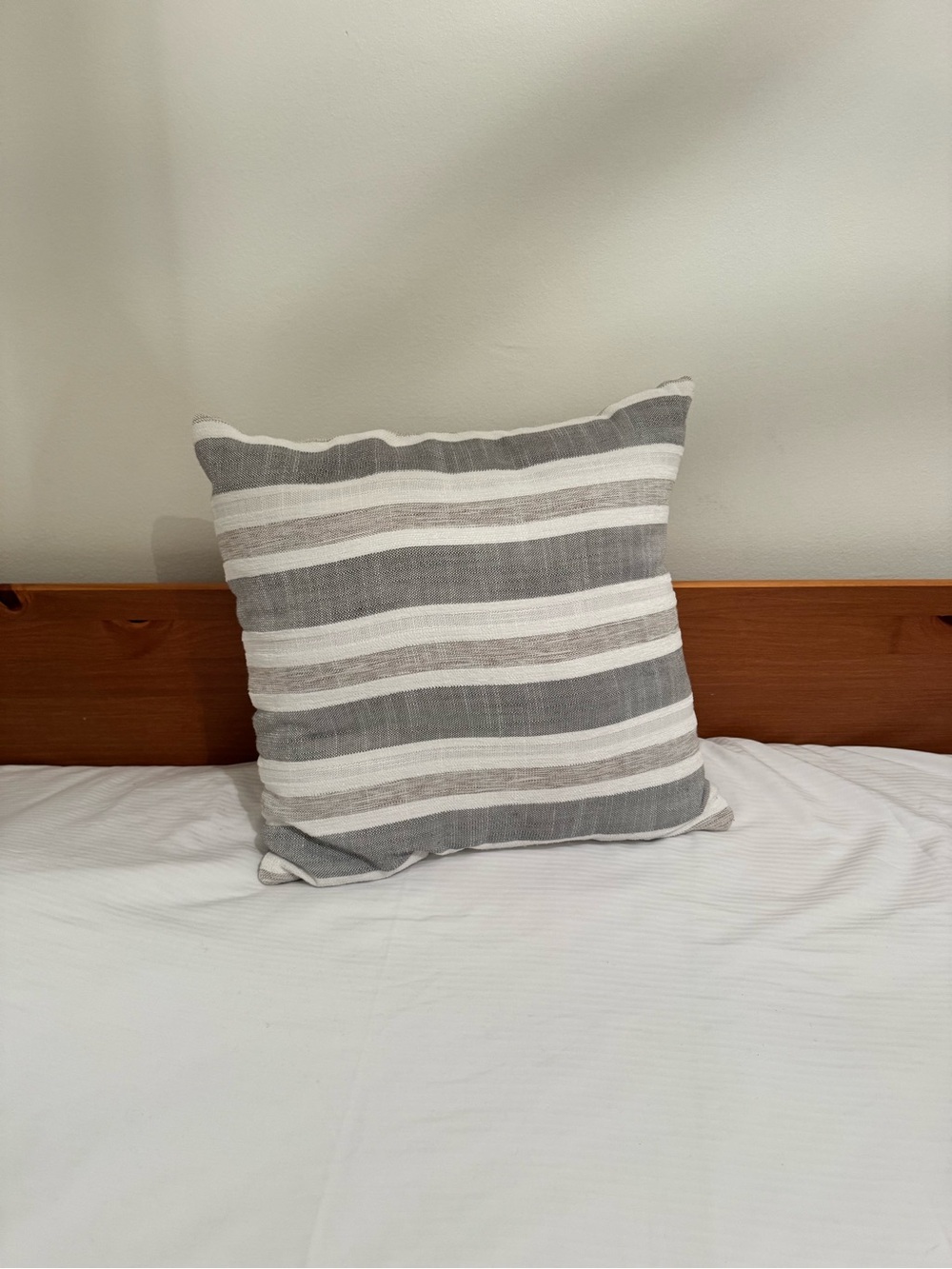 Striped Gray and White Decorative Pillow - Neutral Accent Cushion